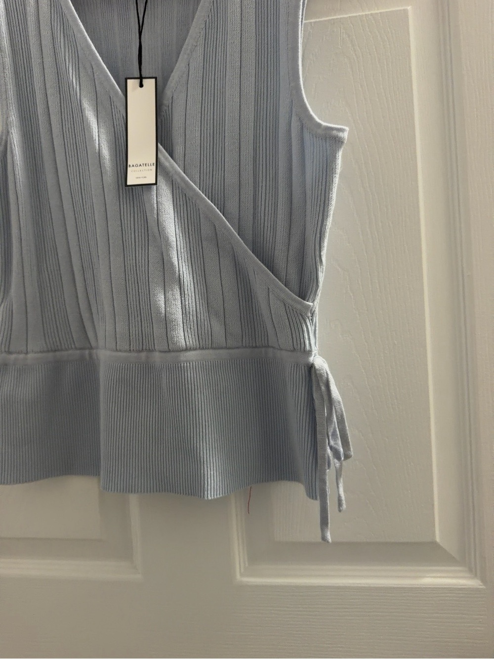bagatelle Pale Blue Ribbed Wrap Knit Camisole - Picture 3 of 3